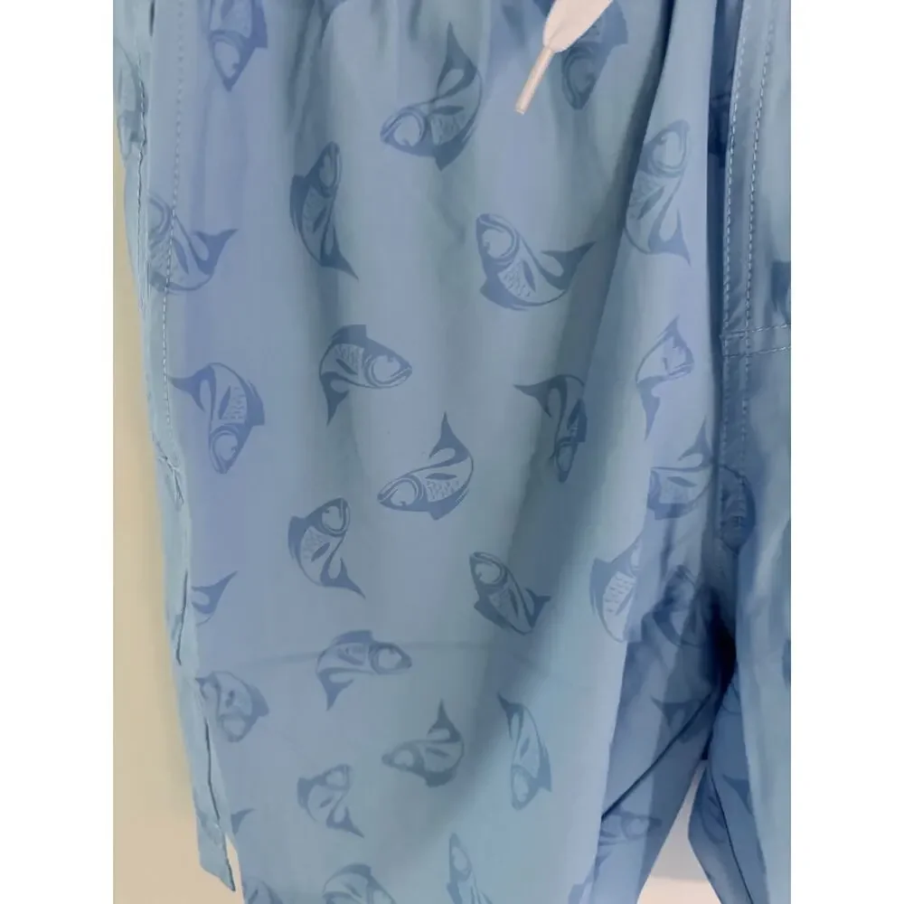 Bearbottom Blue Fish Bonita 7” Swim Trunk-Size Small